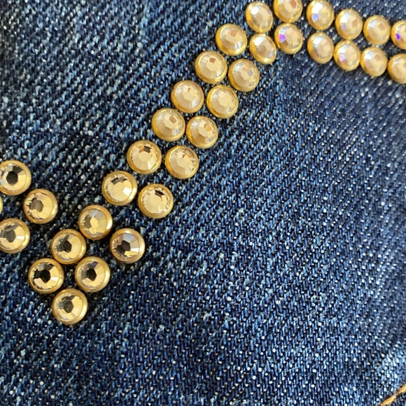 Red Valentino Crystal Encrusted V Logo Signature Jeans Never Used - Picture 13 of 16